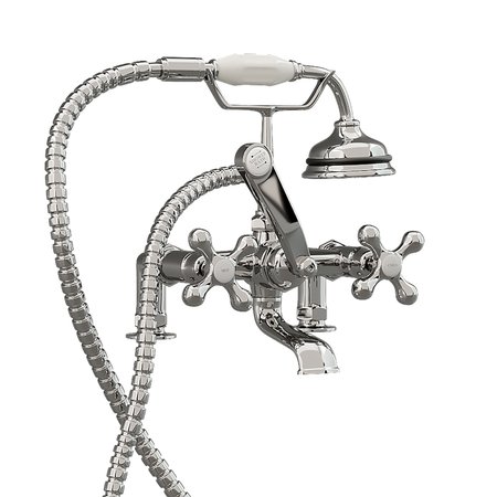 CAMBRIDGE PLUMBING Clawfoot Tub Deck Mount Brass Faucet with Hand Held Shower-Polished Chrome CAM463-2-CP